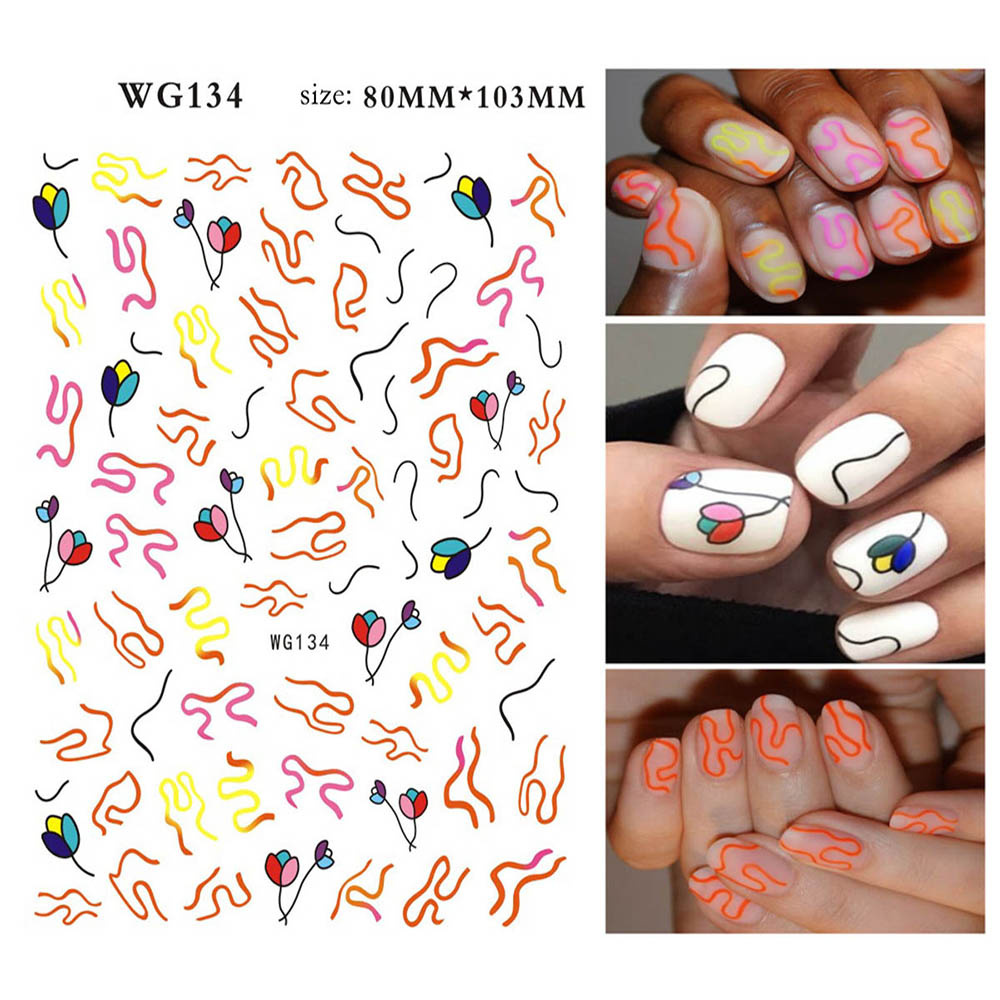 [Hàng mới về] Set 1/ 4 tờ hình dán móng tay họa tiết mắt 3D nhiều màu sắc thời trang