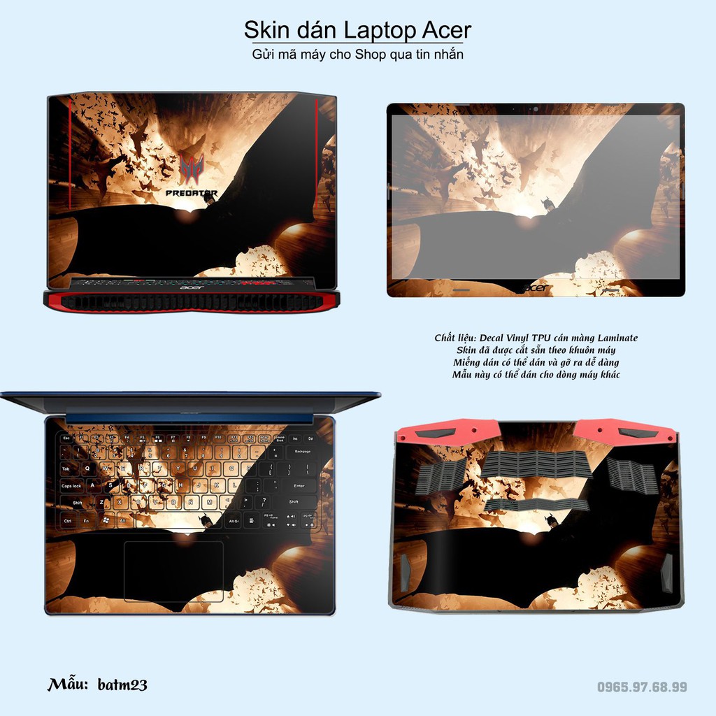 Skin dán Laptop Acer in hình Người dơi _nhiều mẫu 2 (inbox mã máy cho Shop)