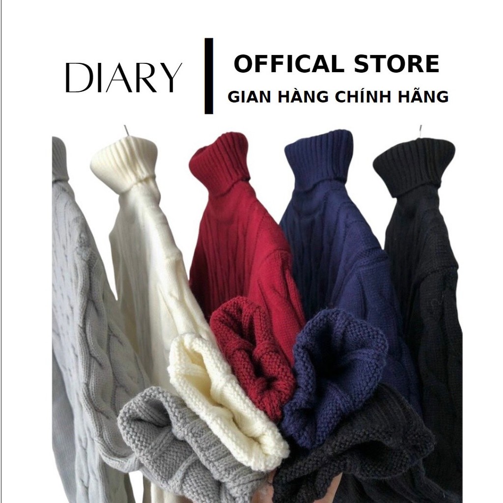 Áo len nam VẶN THỪNG cổ lọ mẫu mới 2021 - Áo len đan nam cổ cao DIARY