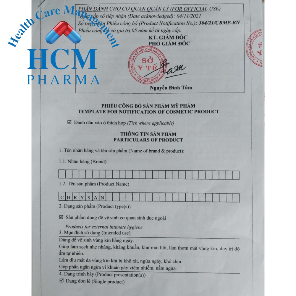 Dung dịch vệ sinh phụ nữ CHRYSAN nước rửa phụ khoa với chiết xuất hoa cúc nhập khẩu Đức HCM PHARMA DHG19
