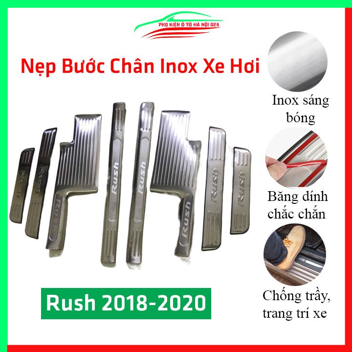 [Rush 2018-2020] Bộ Nẹp Bước Chân Trong Ngoài Bằng Inox Cho Ô Tô - Rush 2018-2020