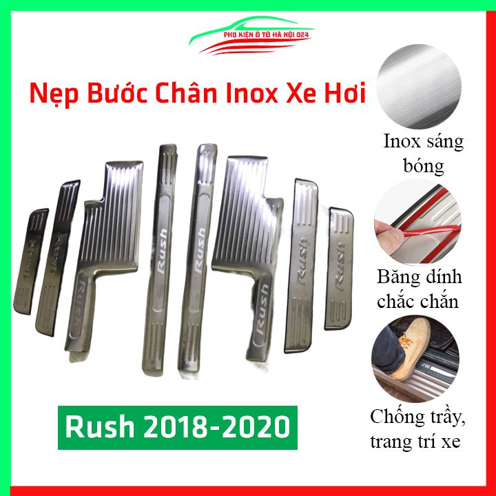 Bộ nẹp bước chân inox ô tô Rush 2018-2020 chống trầy làm đẹp ô tô