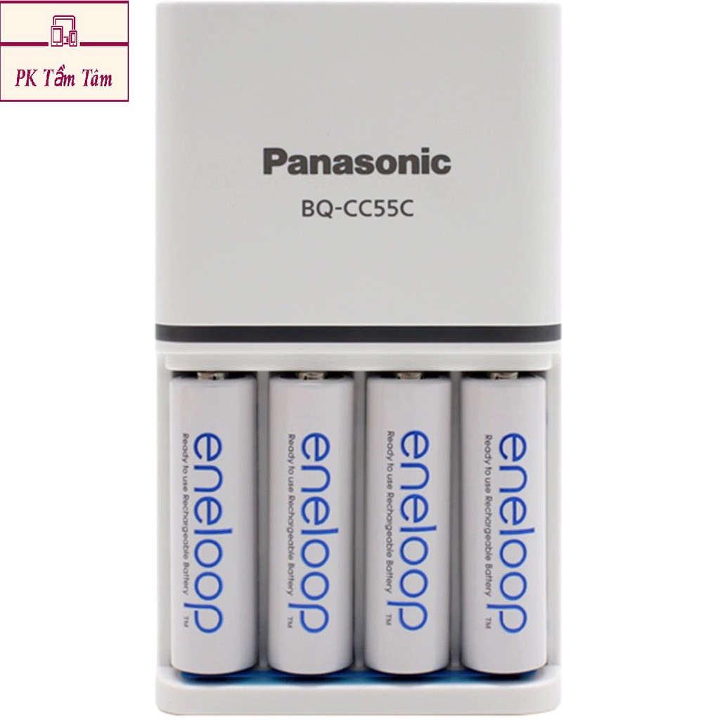 [CHÍNH HÃNG] Bộ sạc nhanh thông minh Panasonic CC55C Smart & Quick Charger + 4 pin AA Eneloop 2000mAh