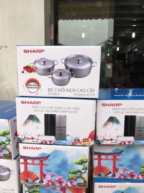 SALE_Bộ 3 xoong, nồi Sharp cao cấp.