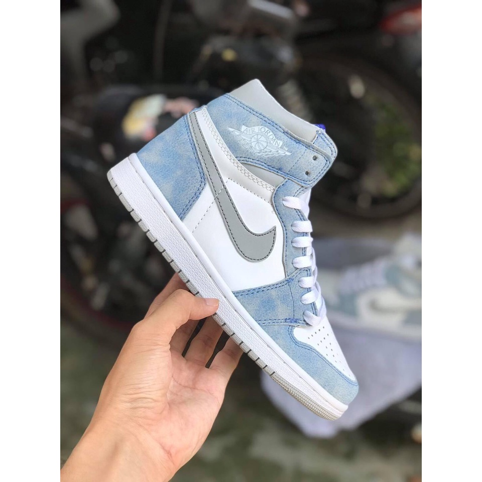 Giày Jordan high hyper royal, giày thể thao JD1 cao cổ xanh loang nỉ siêu hot giày kèm Box Bill
