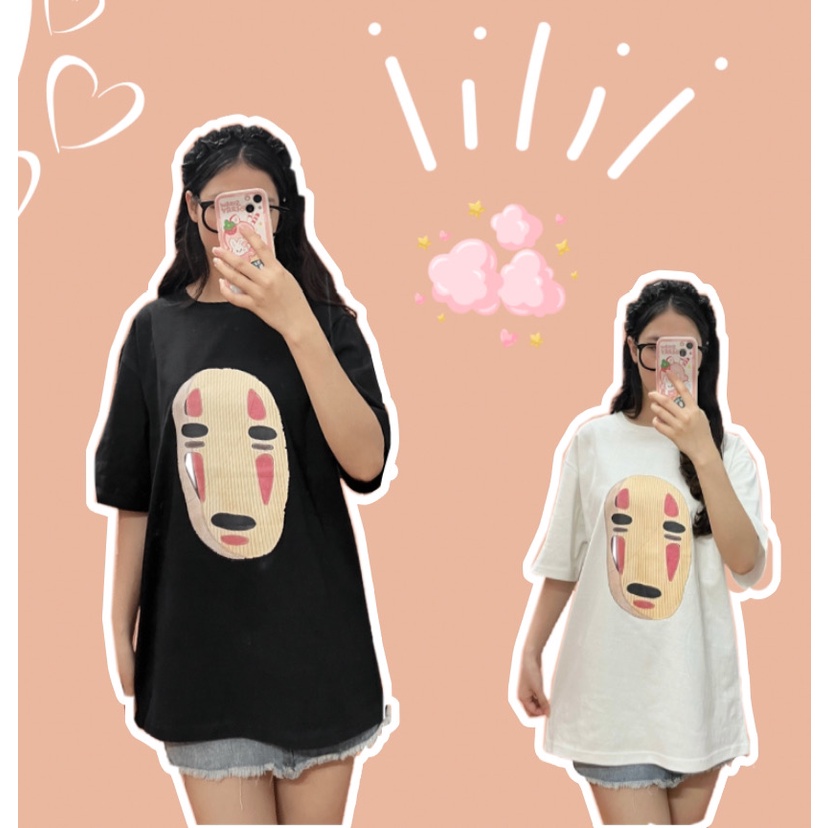 Áo phông hình Vô Diện  from rộng, cổ tròn, 100% cotton