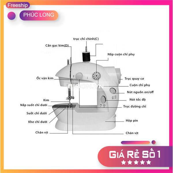 [Hàng Loại 1] Máy Khâu Mini Gia Đình 2 Tốc Độ Có Đèn Led Cắt Chỉ