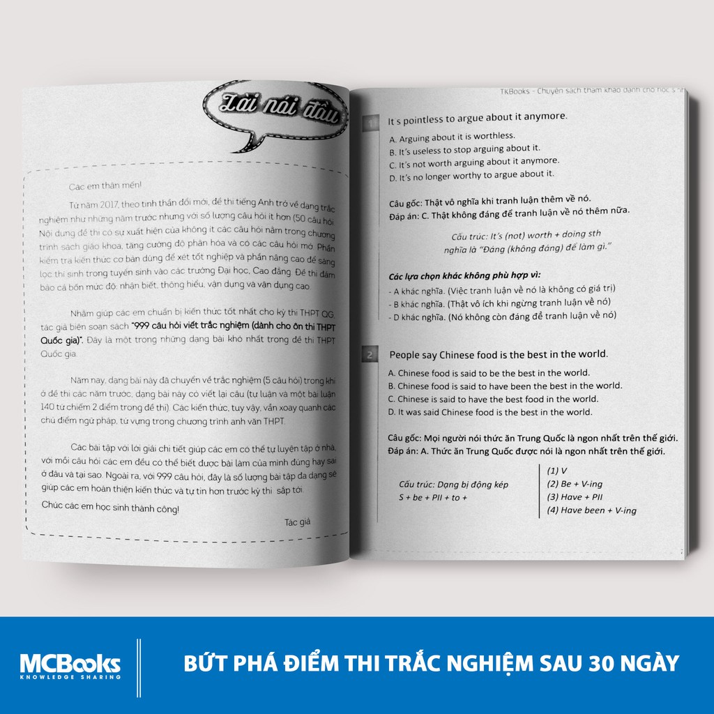 Sách - 999 câu hỏi viết trắc nghiệm tiếng Anh (dành cho ôn thi THPT QG)