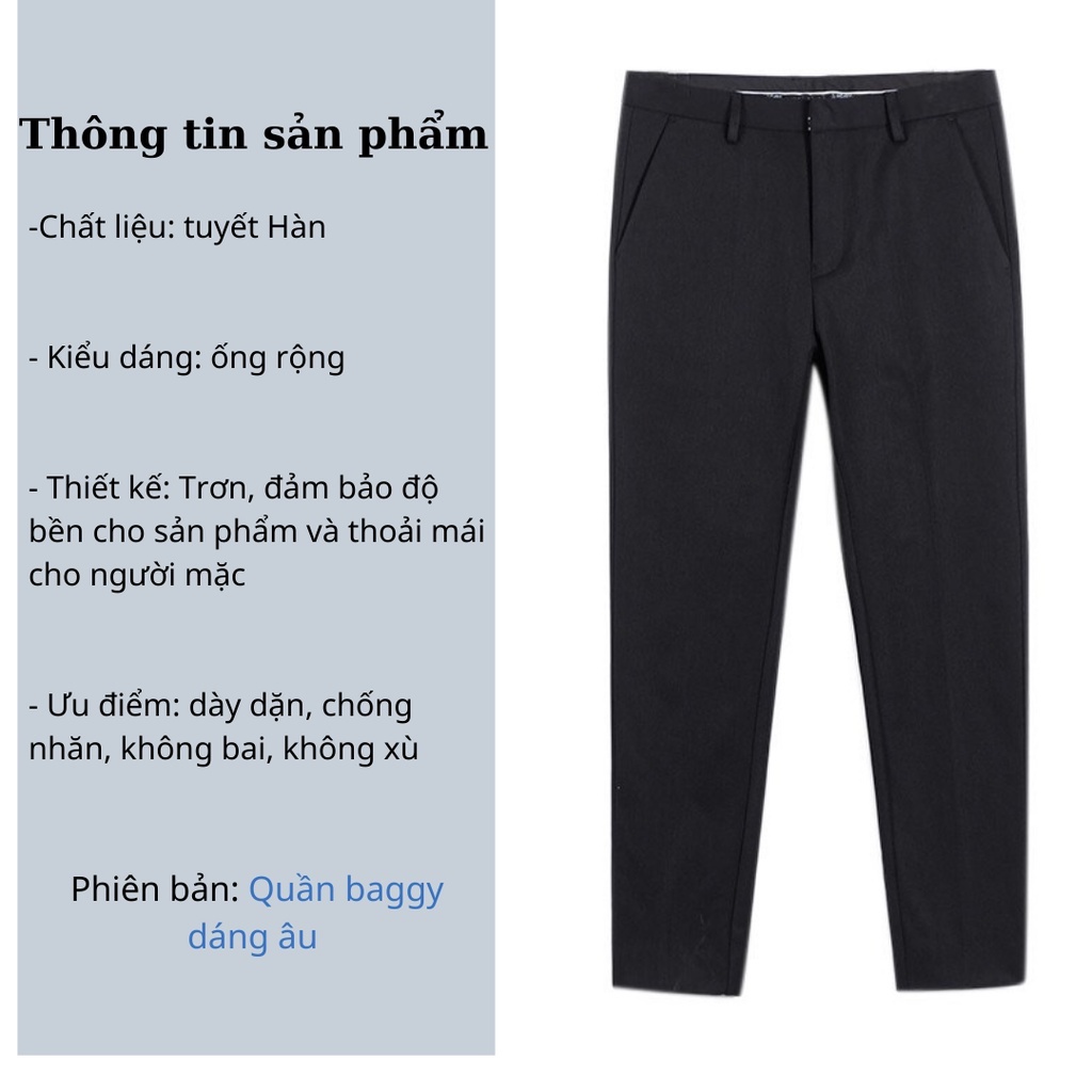 Quần baggy nam ống rộng vải Hàn cao cấp, quần âu nam co giãn Premium thời trang Pantoni