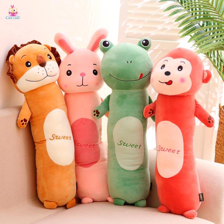 GẤU BÔNG MINISO ĐẦU THÚ ÔM CHO BÉ VẢI CO GIÃN 4 CHIỀU LÔNG MỊN CAO CẤP GỒM ĐẦU ẾCH, SƯ TỬ, THỎ, KHỈ...