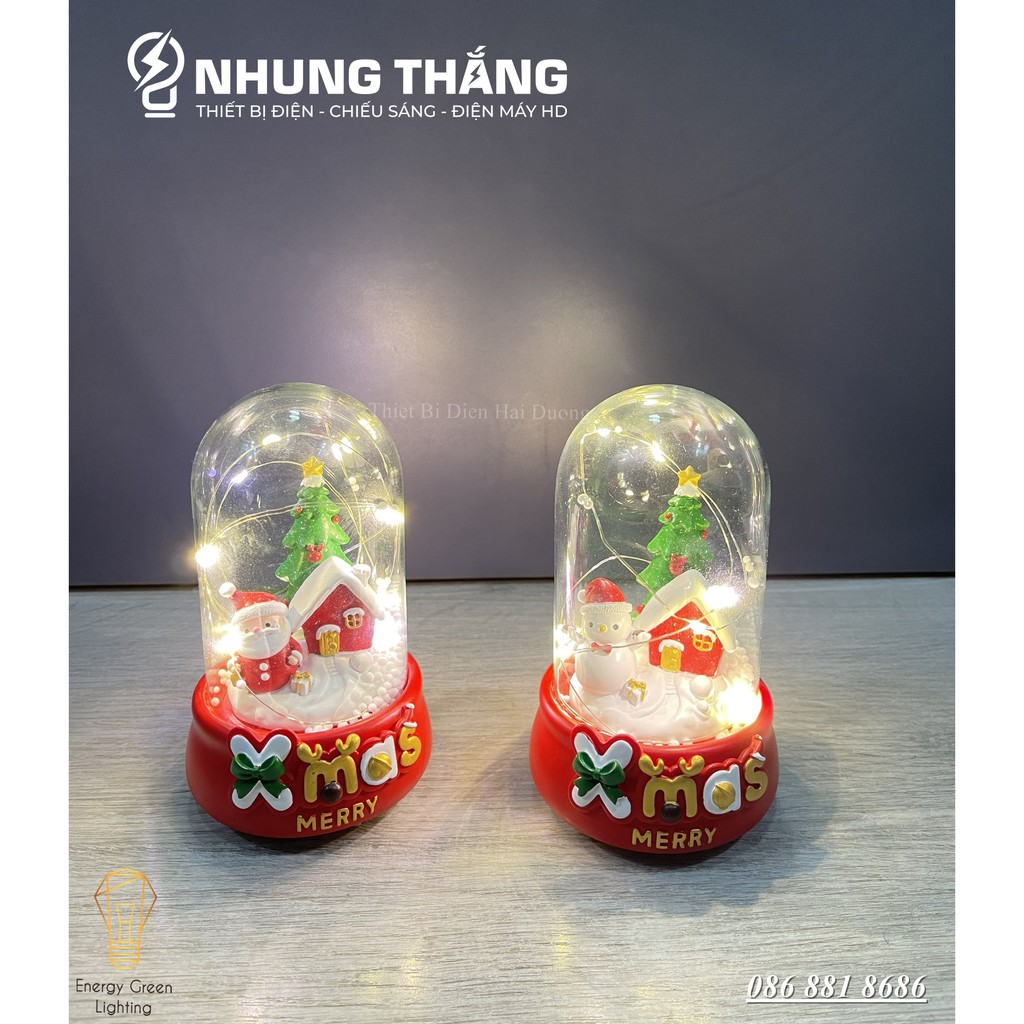 [Quà Tặng Giáng Sinh] Quả Cầu Phát Nhạc Ông Già Noel Và Người Tuyết - Siêu Dễ Thương - Có Đèn - Tặng Pin