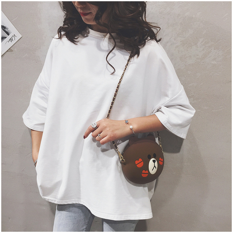 Doledo Túi Đeo Vai Đựng Điện Thoại / Tiền Xu Bằng Silicon Cỡ Lớn Hình Gấu Nâu Hoạt Hình Dễ Thương Cho Bé