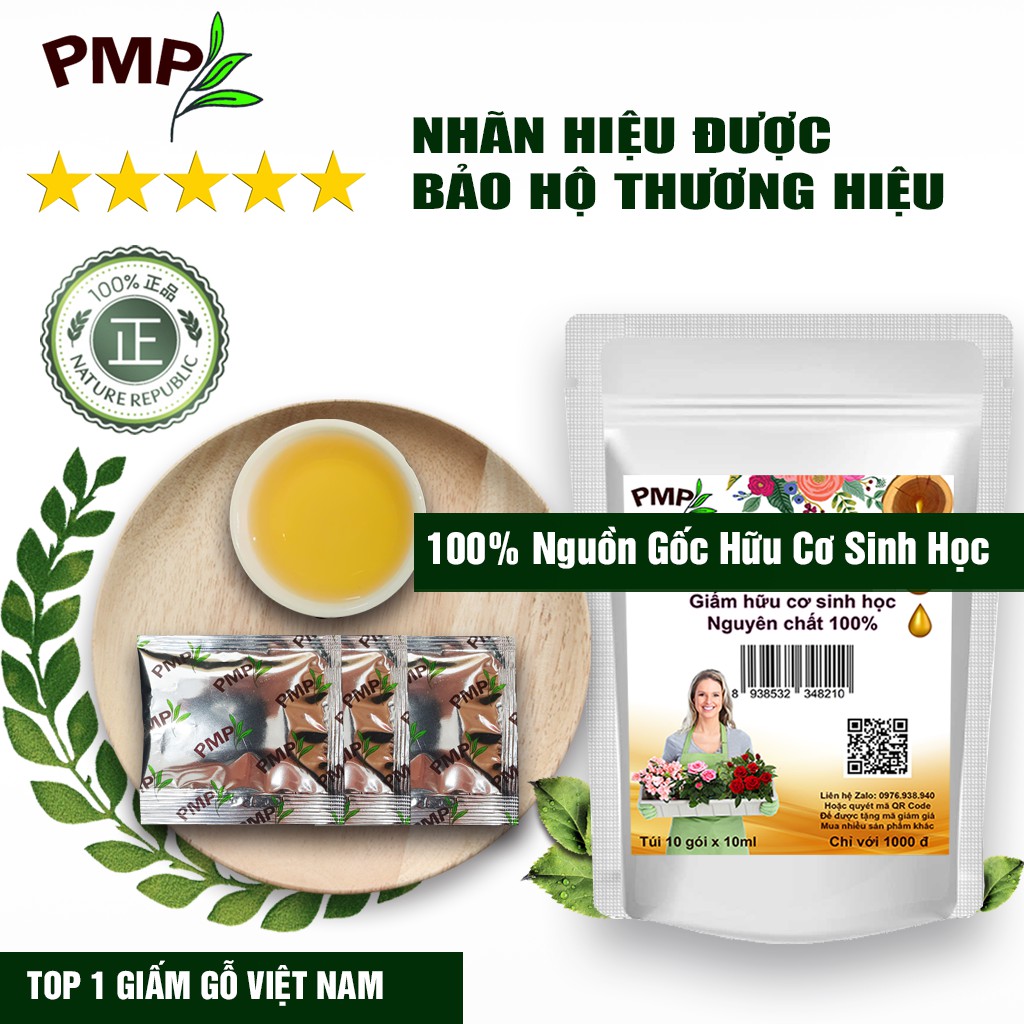 Combo 2 Túi Giấm Gỗ Sinh Học APY PMP Kháng Đốm Lá, Đốm Đen, Vàng Lá, Phấn Trắng Cho Hoa Hồng, Rau Sạch, Lan, Cây Cảnh