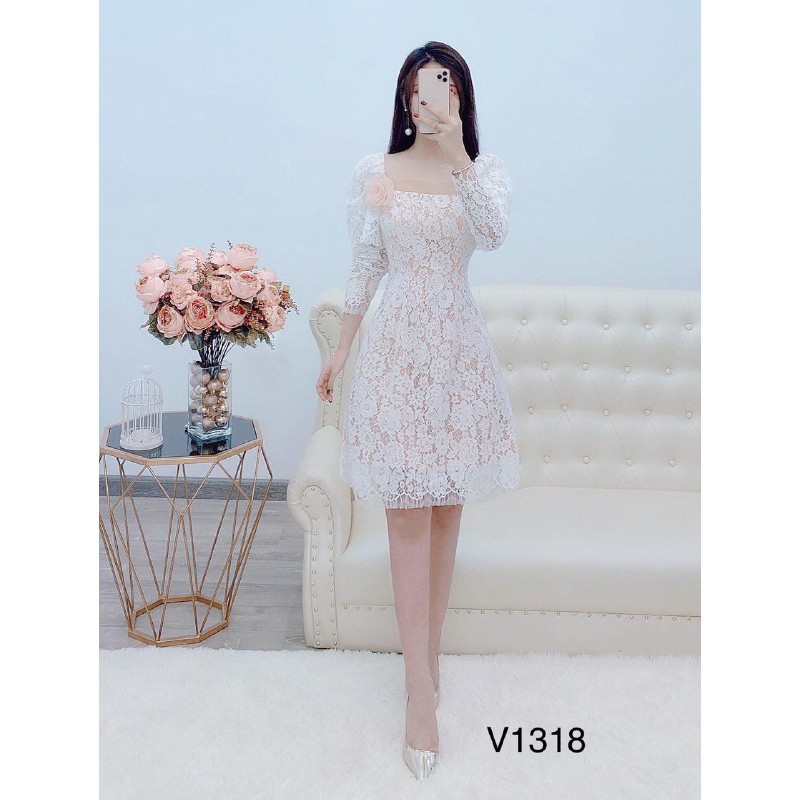 [ xả kho ] MiD Đầm ren Hàn nhập V1318 đính hoa cao cấp Mie Design kèm ảnh thật