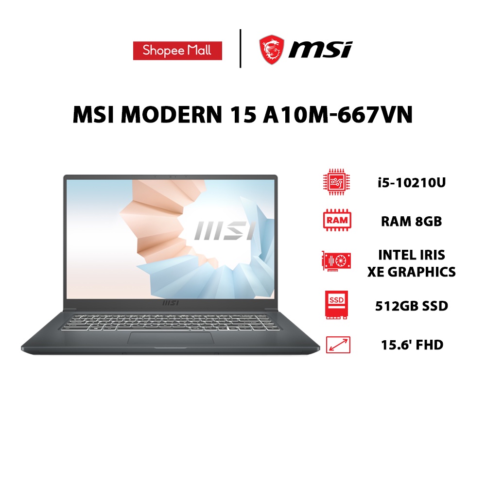 Laptop MSI Modern 15 A10M-667VN (i5-10210U | 8GB | 512GB | 15.6' FHD | Win 10)