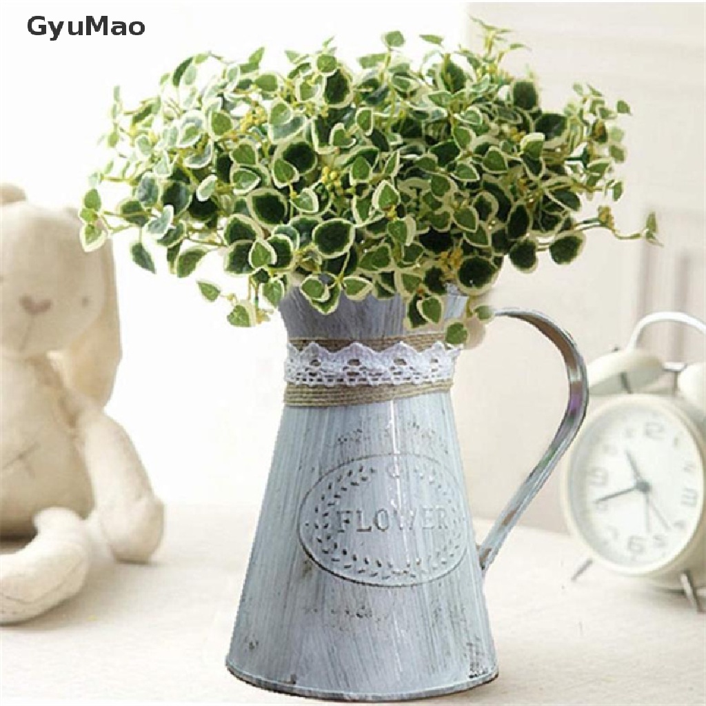 [cxGYMO] Vintage Tin Bucket Fashionable Iron Flower Vase Retro Metal Jugs for Home Office  HDY