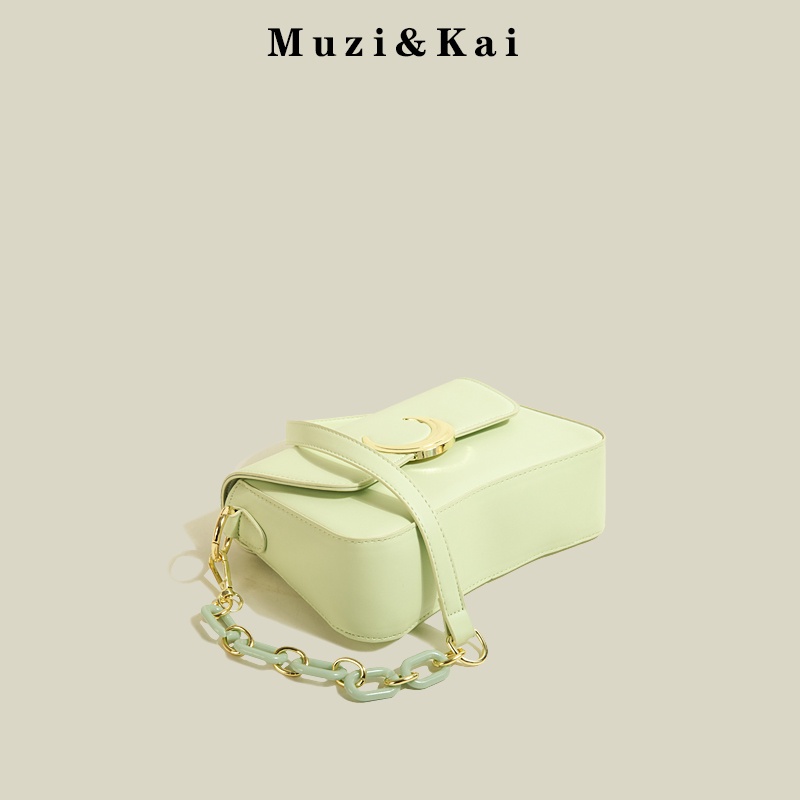 🌸Hàng Order🌸 Túi Xách Muzi&kai Chính Hãng Da Trơn Nắp Dính Trang Trí Quai Da Phối Xích Sang Chảnh Nữ Tính 🌸 Quảng Châu