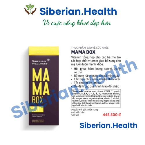 [Hỗ trợ bà bầu] Viên uống cho mẹ bầu và mẹ sau sinh MAMA BOX Siberian Wellness 30 túi