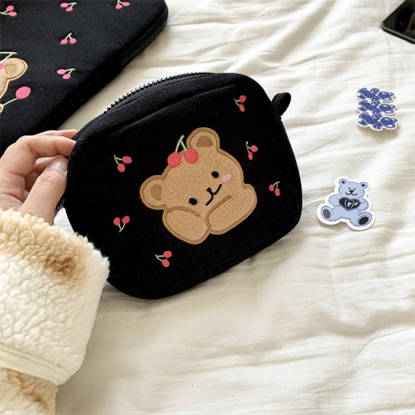 Túi Đựng Laptop Họa Tiết Gấu cherry Phong Cách Hàn Quốc Dễ Thương 11/13/15