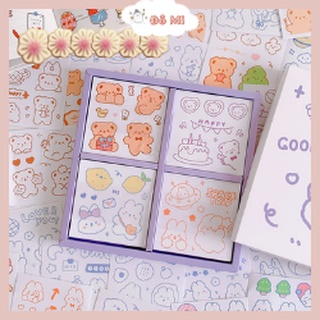 2 Tấm Sticker Miếng Dán Sổ Tay Hoạt Hình Sticker Chống Thấm Nước Gấu