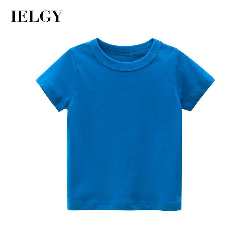 Áo thun IELGY vải cotton tay ngắn màu trơn thời trang Hàn Quốc năng động cho bé trai
