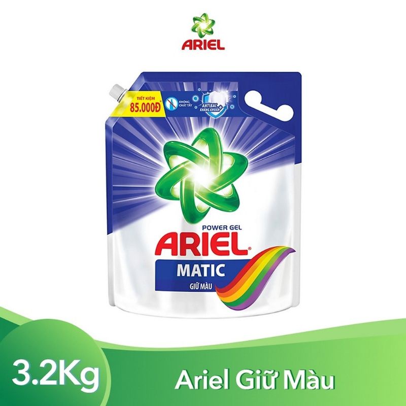 Nước giặt Ariel matic đậm đặc giữ màu túi 3.2kg