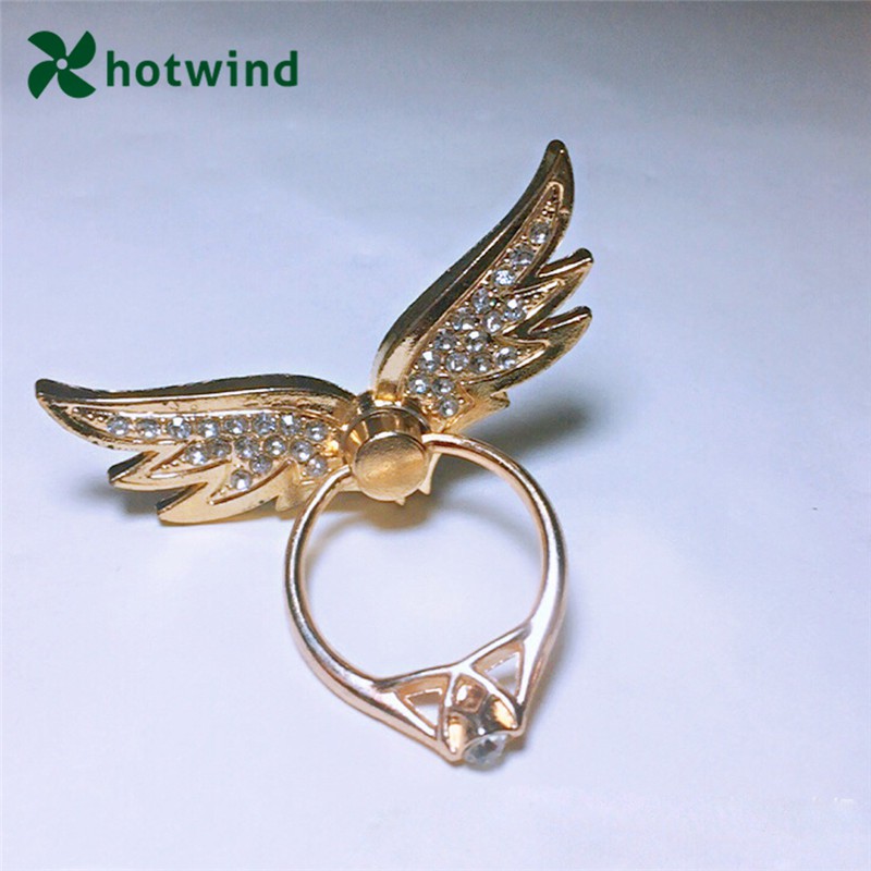 HW Angel Wings Metal Multifunctional Fall Proof Folding Ring Mobile Phone Holder