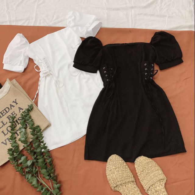 ĐẦM CỔ VUÔNG ĐAN DÂY EO 💋 | BigBuy360 - bigbuy360.vn