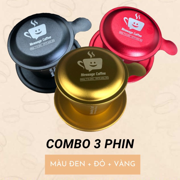 Combo 3 cái Phin cà phê nhôm cao cấp, màu chất lượng, đẹp, phin pha cà phê - Bale
