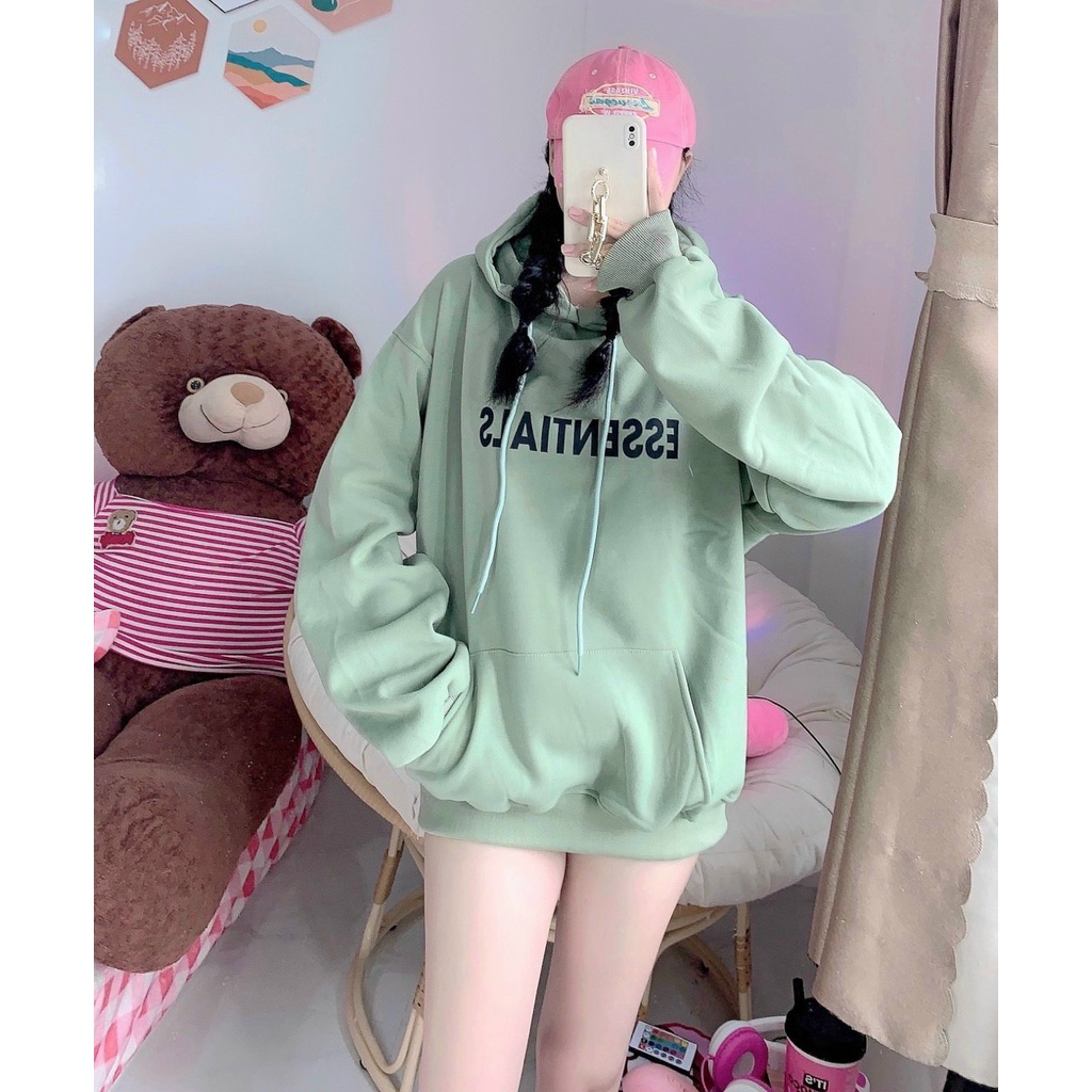 áo khoác hoodie nam nữ có mũ in chữ essend nhiều màu cá tính