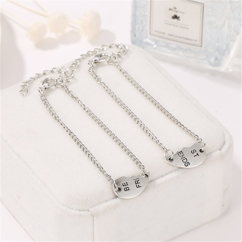 Bộ 2 Vòng Tay Tình Bạn Mặt Mảnh Ghép Trái Tim Nhiều Màu Thời Trang