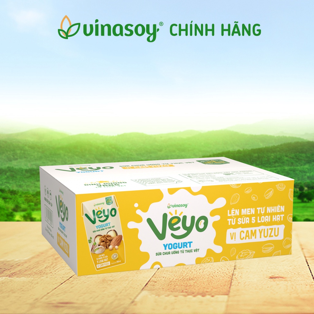 Thùng Sữa chua uống từ thực vật Veyo Yogurt vị Cam Yuzu (30 Hộp x 180ml) - Vinasoy