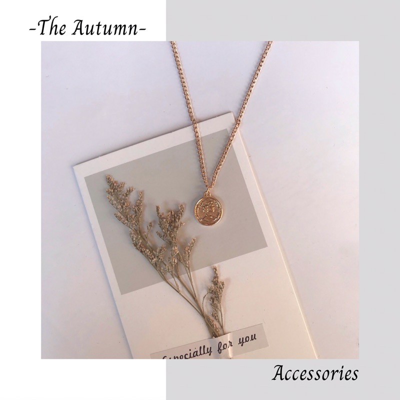 Dây chuyền Retro đồng xu mạ vàng phong cách Hàn Quốc hot trend - The Autumn Accessories