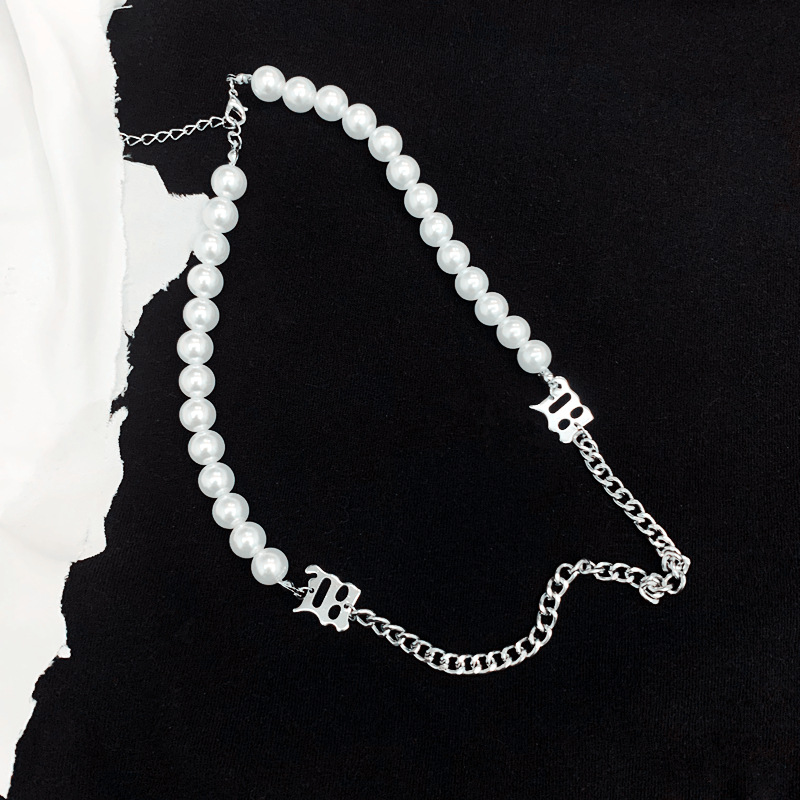 【Follow our shop-10K minus 5K】 hip-hop pearl stitching necklace