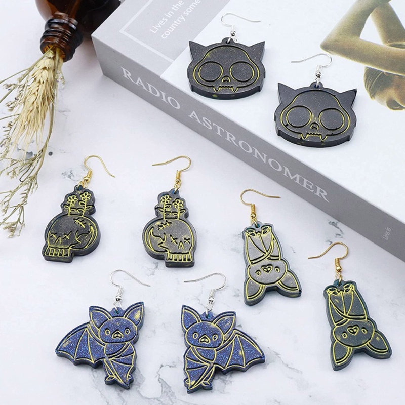 Khuôn Silicone Làm Móc Khóa / Móc Khóa Hình Đầu Lâu / Dơi Phong Cách Gothic Cho Nam Và Nữ