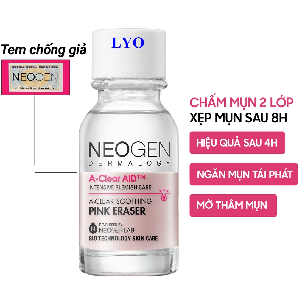 Siêu Chấm Mụn Neogen A-clear Soothing Pink Eraser Xẹp Mụn Giảm Xưng Đỏ Không Gây Kích Ứng 15ml