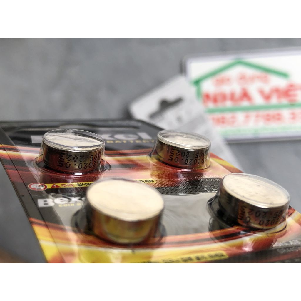 Vỉ 10 pin cúc áo Bexel LR44 AG13 Alkaline coin battery 1.5V Hàn Quốc