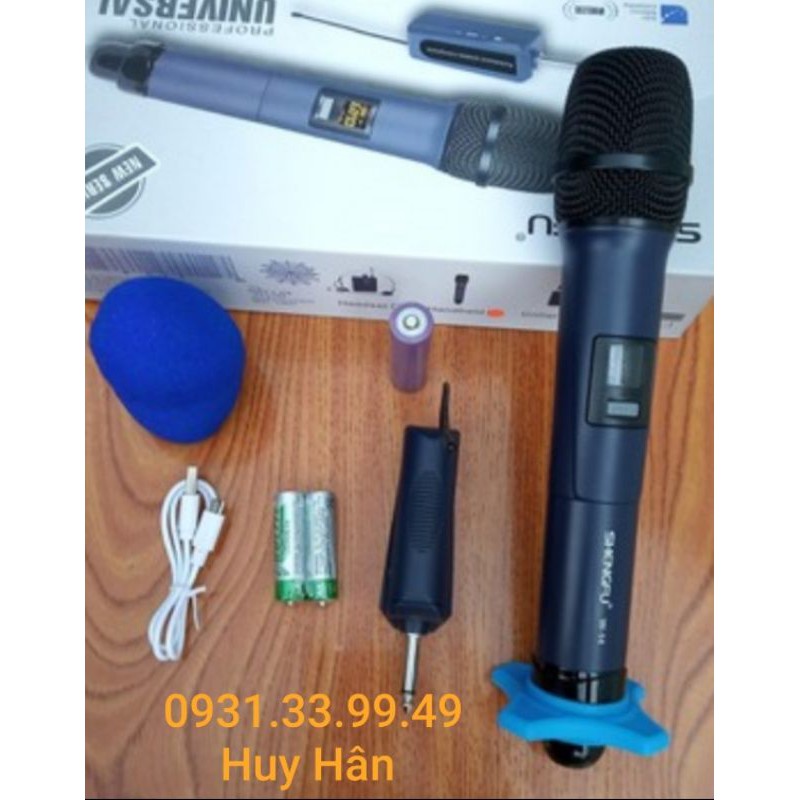 Mic đa năng SHENGFU W14 với thiết kế sanh chảnh vỏ mic bằng nhôm màu xanh ...cực kỳ hay phù hợp cho tất cả các dòng máy.