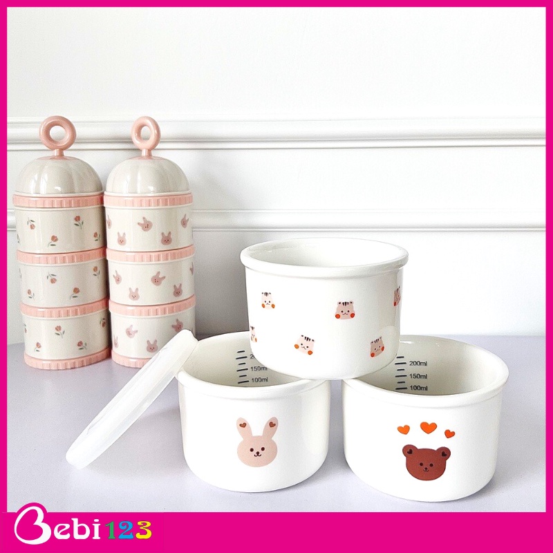 Bát sứ hủ đựng đồ ăn dặm bằng sứ cao cấp có nắp phong cách Hàn Quốc 220ml cho bé
