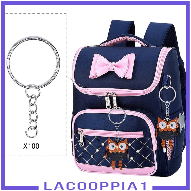 [LACOOPPIA1]100x Keyring Blanks Key Rings with Chain Opens Jump Rings