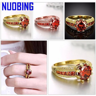 Nhẫn Đính Đá Ruby Màu Vàng Hồng Thời Trang Cho Nữ