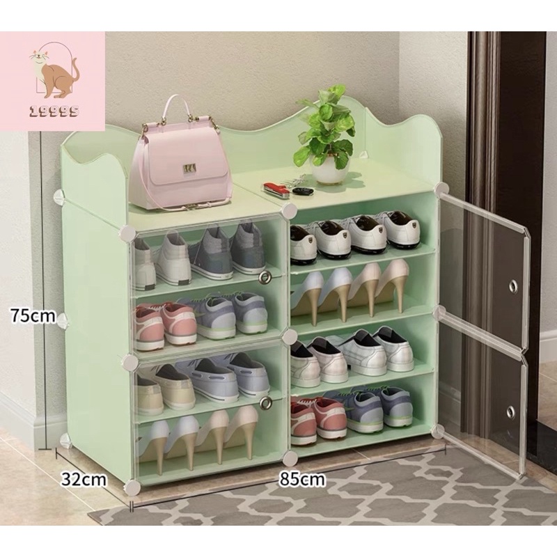 Tủ giày 8 ô (chia ô) có sóng lắp ghép thông minh vách cốm cửa trong