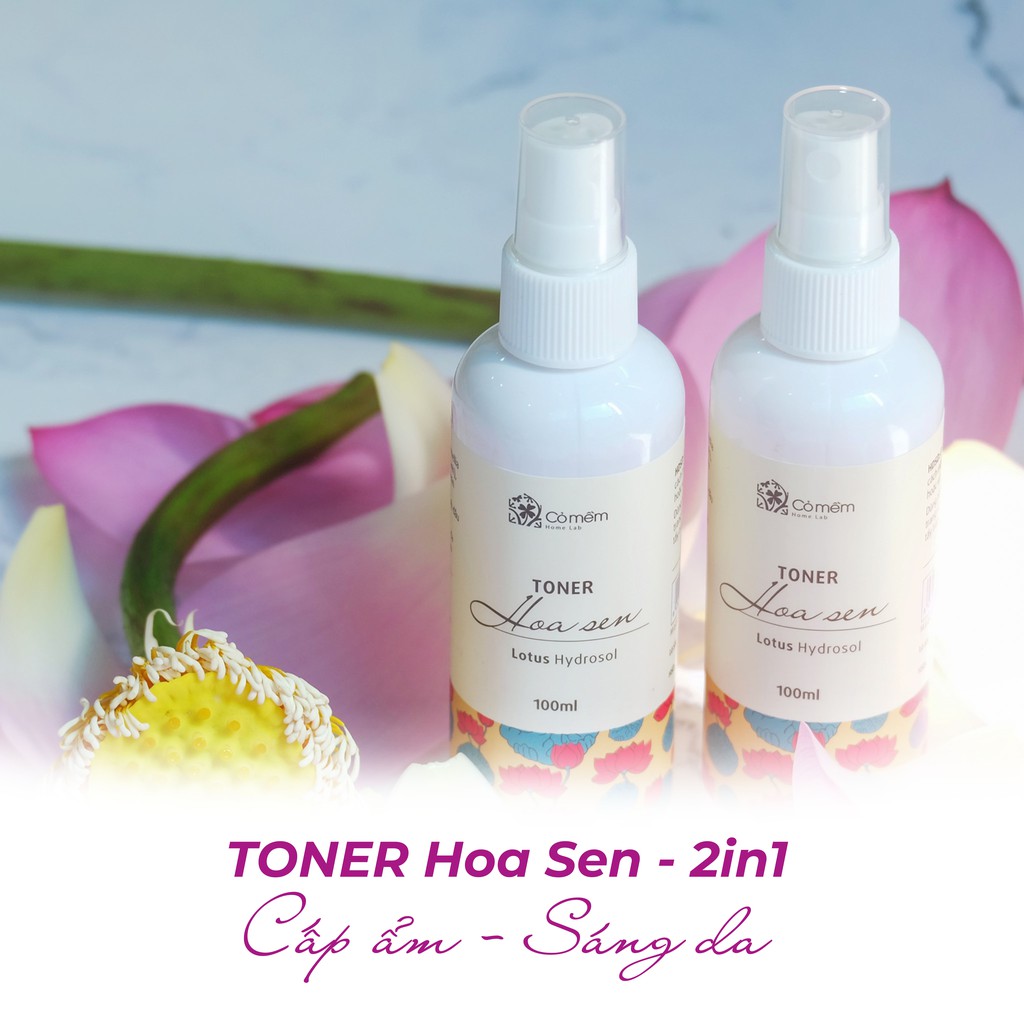 Toner Thiên Nhiên Hoa Sen Giúp Cấp Ẩm Sáng Da Cỏ Mềm 100ml