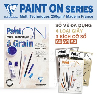 (HỎA TỐC) Sổ vẽ PAINT ON đa dụng giấy 250gsm - CLAIREFONTAINE Paint On Multi-Techniques THEARTSHOP