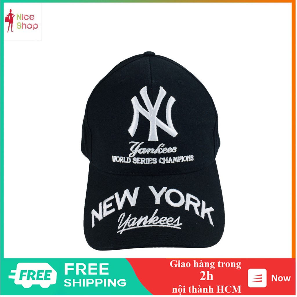 Nón kết nam nữ thêu chữ & logo NY có màu đen trắng - TT0328