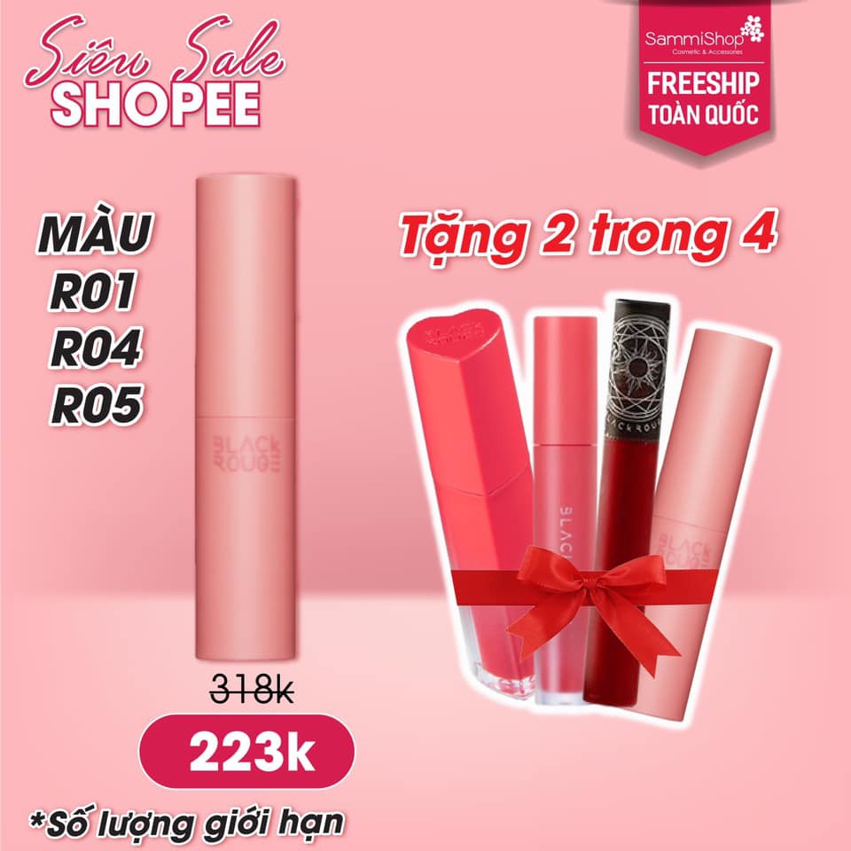 Son lì Black Rouge Rose Velvet Lipstick (nhập khẩu)