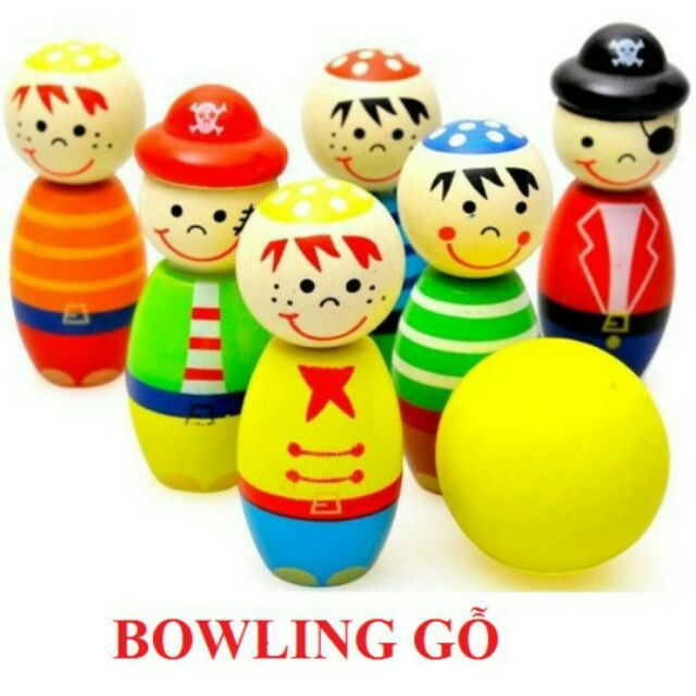 Combo 5 bộ bowling gỗ