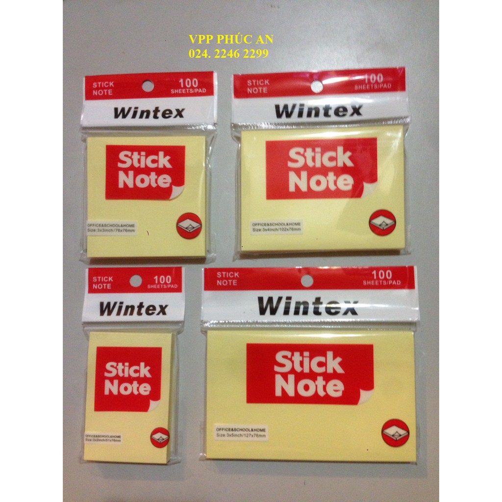 Combo 02 tập Giấy nhắn - Note vàng các cỡ 3x2 - 3x3 - 3x4 - 3x5 đẹp