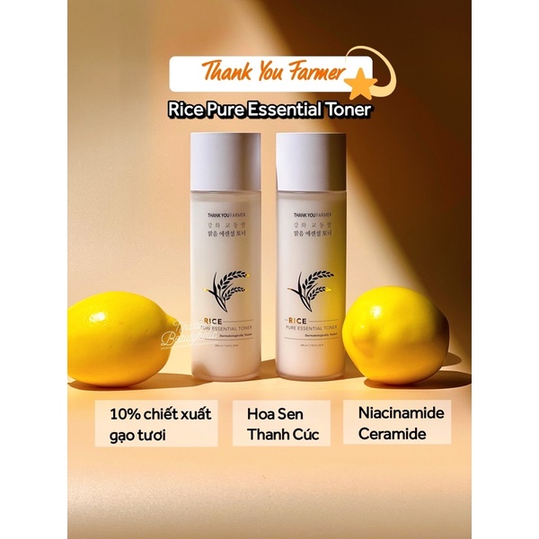 Toner gạo tươi THANK YOU FARMER Rice Pure Essential Toner