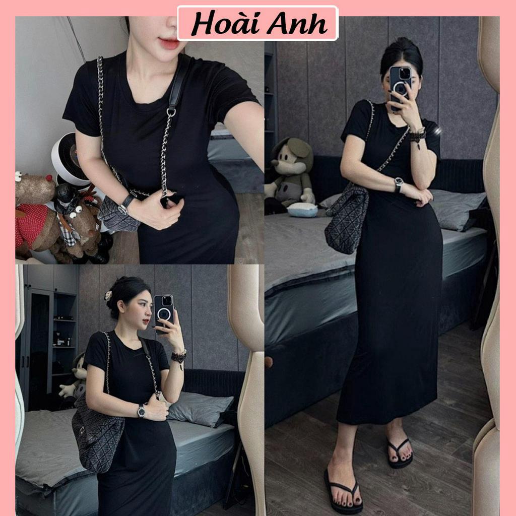 Váy Body Dáng Dài Đầm Maxi Tăm Zip Ôm Body Co Giãn Freesize